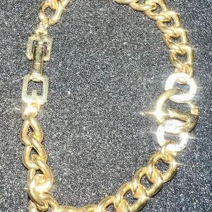 Givenchy Women's Gold tone with crystals thick G logo bracelet 7"